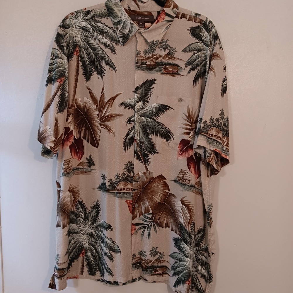 Croft & Barrow Mens‎ XLT Palm Tree Tropical Hawaiian Resort Camp Shirt